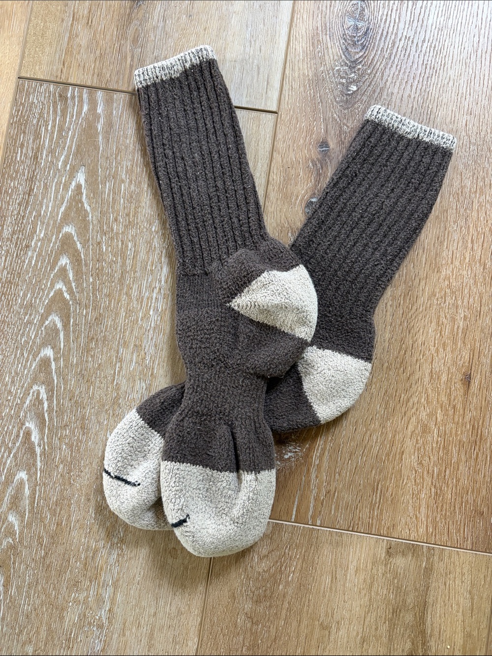 Men's Brown and Cream Thermal Work Socks